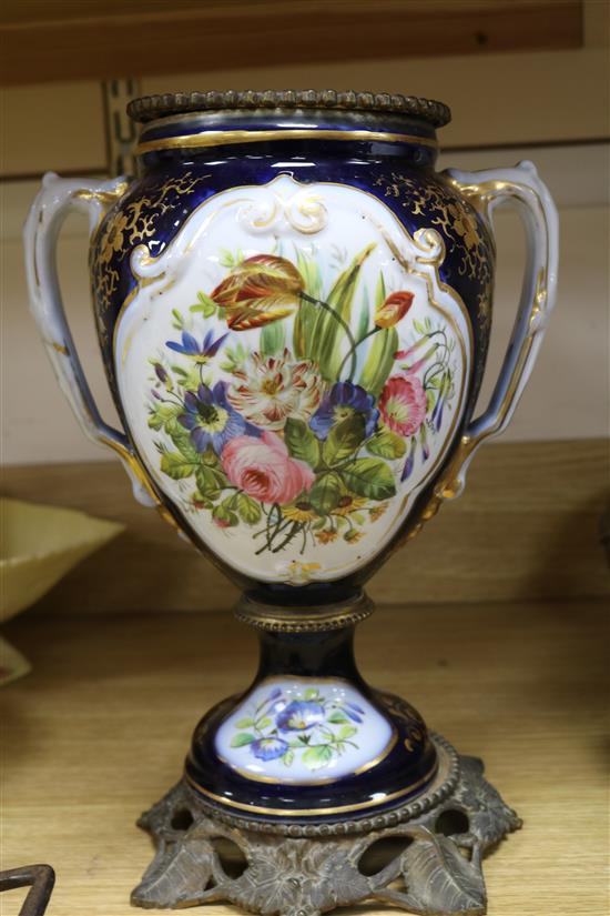 A pair of 19th century French porcelain urns, H 33cm